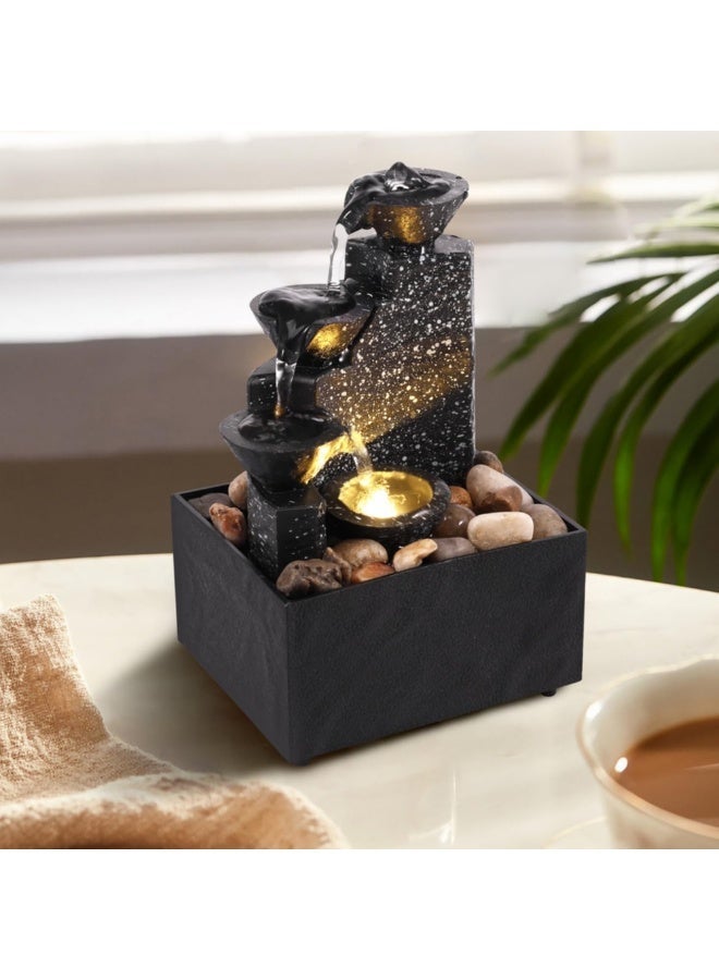 نافورة LED مع أحجار من ورسامارتس - ديكور شلال طاولة داخلي للمنزل والمكتب ومساحات الاسترخاء | إضاءة هادئة وتصميم عصري - Image 3